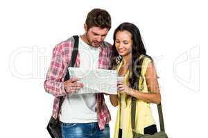 Couple holding map