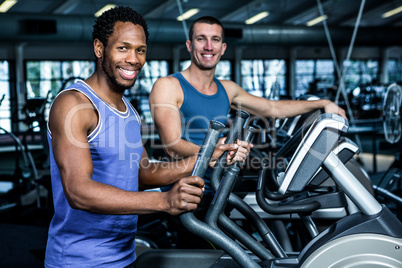 Two men working out together