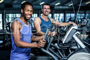 Two men working out together