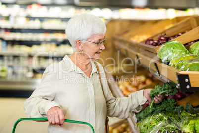 Senior woman picking out some vegetables