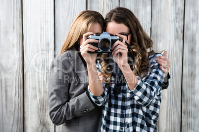 Mother and daughter taking a picture