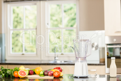 Kitchen with mixer and fruit on counter