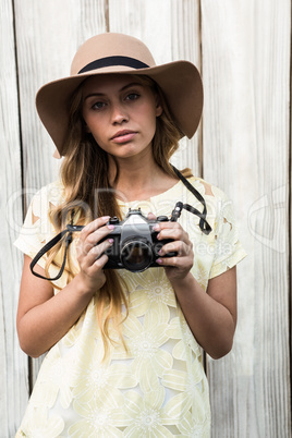 Calm young woman posing