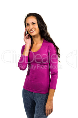 Smiling woman on a phone call