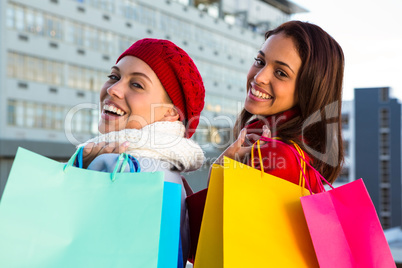 Two girls doing shopping