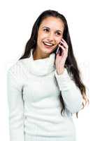 Smiling woman using mobile phone