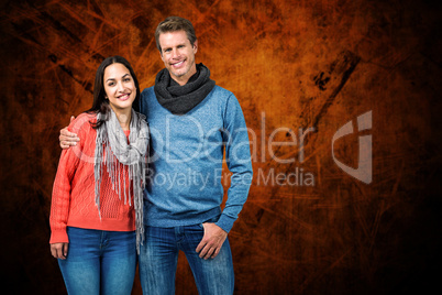 Composite image of portrait of happy couple standing together