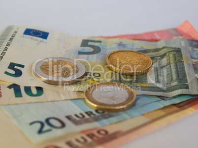 Euro coins and notes