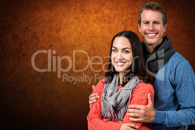 Composite image of happy couple standing together