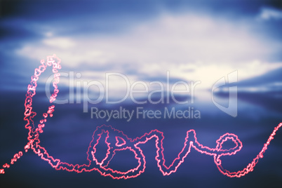 Composite image of red love written