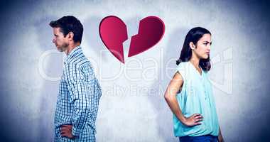 Composite image of frustrated couple ignoring each other