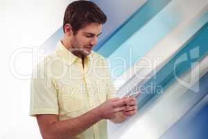 Composite image of young man with phone