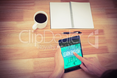 Composite image of learn english interface