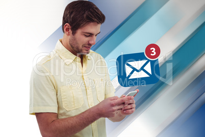 Composite image of young man with phone