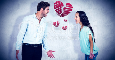 Composite image of screaming couple having argument