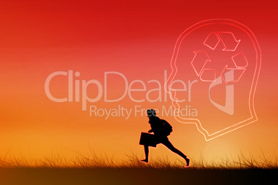 Composite image of businessman silhouette