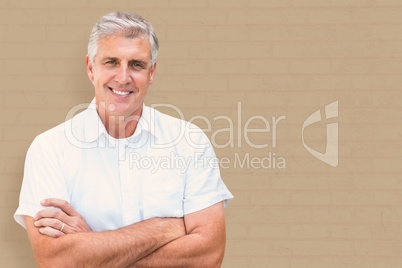 Composite image of mature man smiling