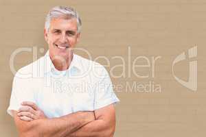 Composite image of mature man smiling