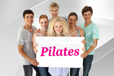 Pilates against white angular design