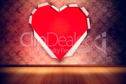 Composite image of white paper cut in heart shape