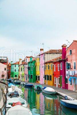 Brightly painted houses at the Burano canal