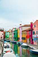 Brightly painted houses at the Burano canal