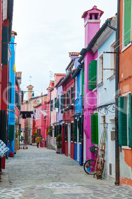 Brightly painted houses at the Burano canal