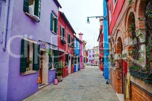 Brightly painted houses at the Burano canal