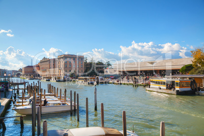 Overview of Grand Canal and train station in Venice