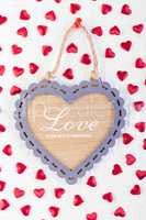 Love heart on wooden texture background