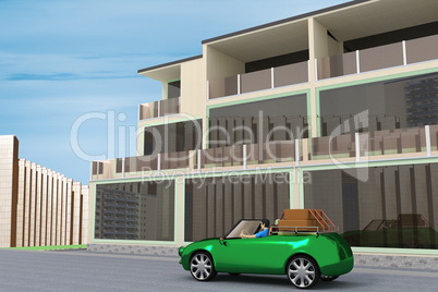 Mixed multifamily office building, 3d illustration