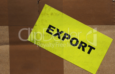 Cardboard box with export label