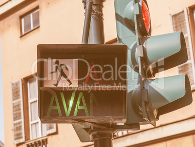 Green traffic light vintage
