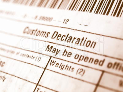 Customs declaration vintage