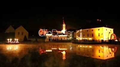 Small lake at night from Hungary, Tapolca city