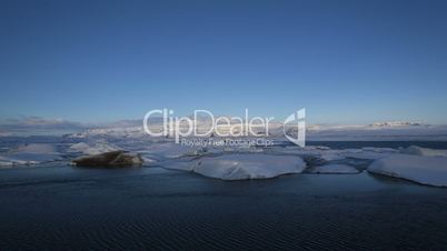 Time lapse of the sunrise at glacier lagoon Jokulsarlon, Iceland