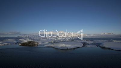 Time lapse of the sunrise at glacier lagoon Jokulsarlon, Iceland