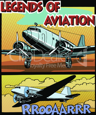 Legends of aviation abstract retro airplane