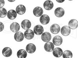 Black and white Dollar coins 1 cent wheat penny