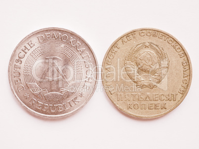 Vintage Russian ruble coin and G vintage