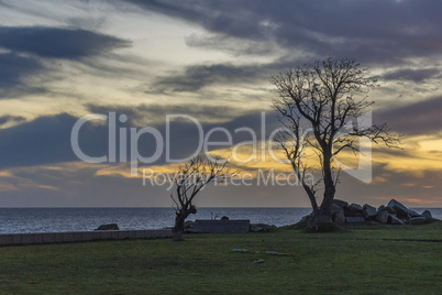 Sunset Scene at Boardwalk in Montevideo Uruguay