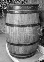 Black and white Barrel cask