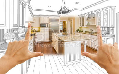 Hands Framing Custom Kitchen Design Drawing and Square Photo Com