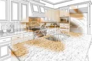 Custom Kitchen Design Drawing and Brushed Photo Combination