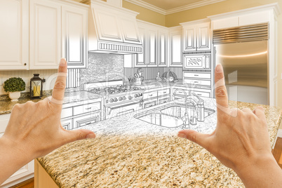 Hands Framing Custom Kitchen Design Drawing and Square Photo Com