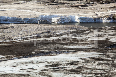 Glacial ice on a river bank, Iceland