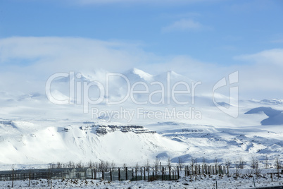 Snowy mountain landscape, Iceland