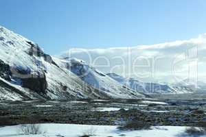 Snowy mountain landscape, Iceland