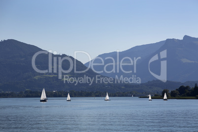 Sailing boats at lake Chiemsee, Bavaria, Germany