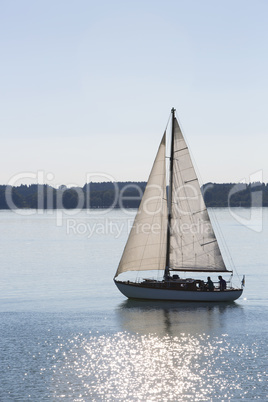 Sailing boat at lake Chiemsee, Bavaria, Germany